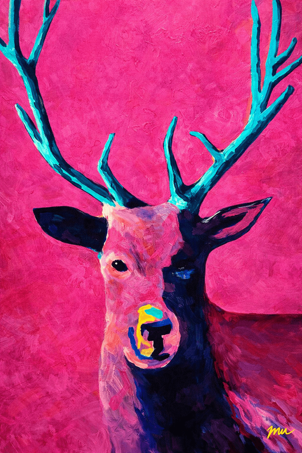 Magenta Buck by Mateo Vegas — original Southwestern painting in vivid pink