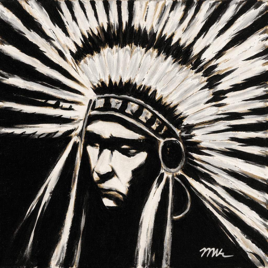 Silent Strength by Mateo Vegas — original black and white portrait painting