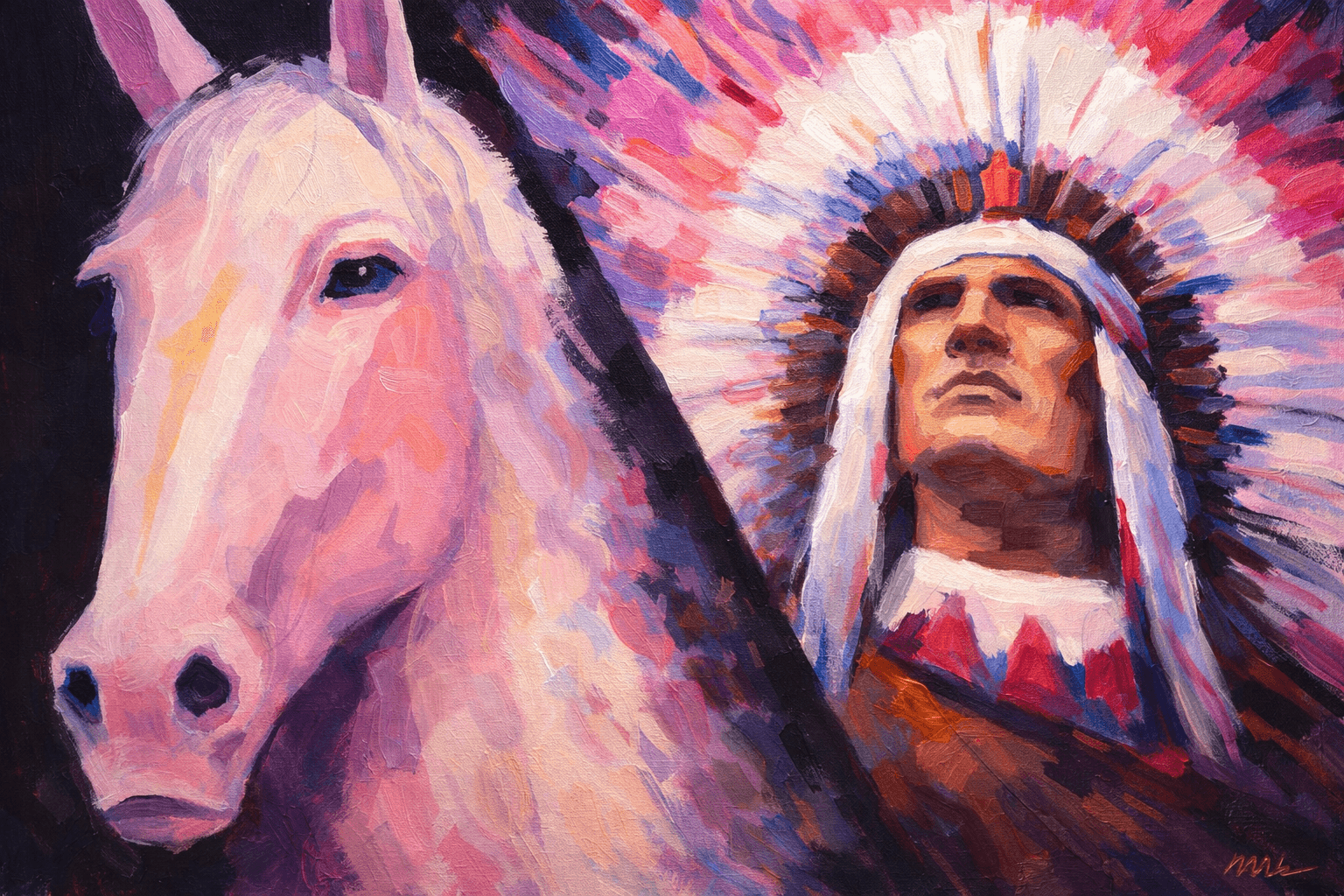 Chief and Horse by Mateo Vegas — original Southwestern abstract painting