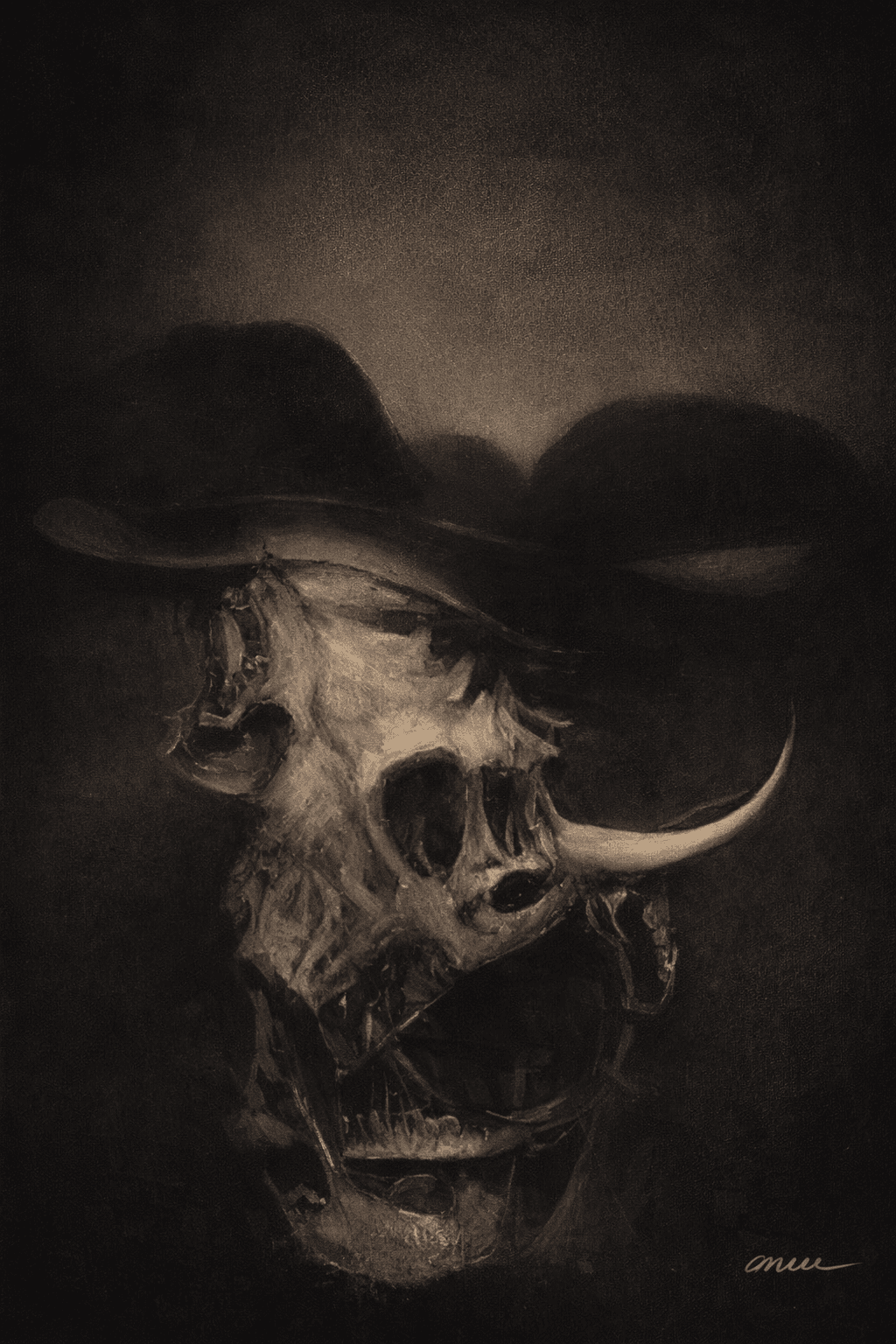 Cranium Cowboy by Mateo Vegas — original Southwestern modern painting